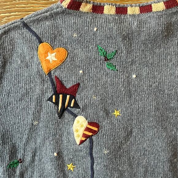 VTG Designer Originals Studio Joy Holiday Snowman Sweater XL Rustic Country Xmas - Picture 4 of 6